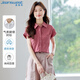 
JEANSWEST shirt for women 2025 summer short-sleeved casual temperament fashionable versatile fashion top for women white L