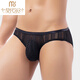 Modal summer new lace men's underwear sexy bikini briefs low-waist hollow breathable boys' thong black thong 1 pair M 2 feet 1-2 feet 3
