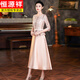 Hengyuanxiang champagne color happy mother-in-law wedding banquet dress 2025 new women's wedding May Day noble young mother high-end dress champagne color 7-quarter sleeves XL
