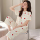 ZHIDOUDOU pajamas for women in summer 2025 new short-sleeved cropped pants set for spring and summer thin women can short-sleeved cropped pants-679 M Recommended 80-100Jin [Jin equals 0.5 kg]