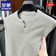 ROMON Henry collar knitted cotton long-sleeved T-shirt for men, spring and autumn casual, light and mature, simple solid color slim fit bottoming shirt top, dark gray - high-end brand L recommended 120-140Jin Jin equals 0.5 kg