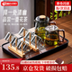 Tianxi (TIANXI) glass tea set set for home light luxury high-end appearance tea tray table living room drinking tea small tea cup kung fu brewing teapot with tea tray green gray teapot 12 pieces