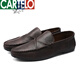 
Katile Crocodile Summer Men's Loafers Men's Leather Shoes Casual Fashion Korean and British Shoes 2025 New Summer Soft Sole Lazy Shoes High Top D829 Brown High Top 40