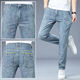 Siete lobos Summer delgados jeans delgados de gama alta para hombres Pantalones casuales rectos sueltos para hombres estiramientos transpirables hombres 9866 azul claro [contador] 32 [dos pies cinco]