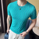 Jeep Spirit Summer Summer de camiseta de manga corta de gama alta para hombres Summer 2025 Nuevo cable de hielo delgada de cuello redondo hueco Top 9759 gris (el estilo tejido es grueso) m 100-110Jin [Jin equivale a 0.5 kg]