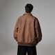 American casual washed leather jacket for men, trendy brand PU leather outer wear, simple men's long-sleeved loose men's top, light brown 2XL (recommended 150-170Jin Jin equals 0.5kg)