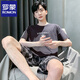 Romon Summer Set Herren Kurzarm Pyjamas dünne Baumwolle Freizeit Plus-Größe Teen Home Kleidung Lose zweiteiler Set D9928 L Männer