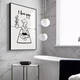 Decoración de la pared de baño de Yonghuan Puerta del baño Pintura impermeable para el agua Bed and desayuno del baño del baño del baño del baño en blanco y negro Muro sin uñas 14108 Marco exterior 30x40 cm Marco de oro + vidrio orgánico