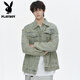 Playboy (PLAYBOY) Denim Jacket Men's Spring and Autumn 2025 New Youth Work Jacket Hong Kong Style Casual Top Light Blue XL