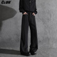 
CLOR American ice silk thin retro trendy brand scimitar trousers loose straight micro-flare trousers CL67 black L