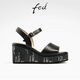 FED strap leather sandals summer new style women's shoes sequin thick-soled heeled sandals women's D0426-YA687