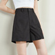 Tang Shi 2025 summer women loose casual clean color front small and medium slit yarn card shorts