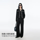 Peacebird women's jacket round neck texture small fragrance style top autumn elegant cardigan black top M