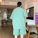 
MDNG teenager sports men's shorts suit men's fashion trendy brand cool and handsome summer outfit 9928 beige L about 110-125 Jin [Jin equals 0.5 kg] can be worn