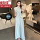Victoria's Style Design Asymmetrische Baumwolle und Leinenanzug für Frauen im Jahr 2025 Sommer-Taille und Schlamptemperament mit weitem Hose zweiköpfigem Set White S empfohlen 80-100jin [Jin entspricht 0,5 kg]