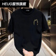 HEUG枫善服饰新款美式复古创意印花宽松男女圆领重磅f短袖休闲上 白色AB1699前后-M网点 ##&_ M 建议110130##*