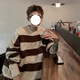 Digada 2025 hiver nouveau japonais à manches longues en baisse de cou rond rayé Pull de conception masculine Niche surdimension