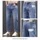 
Men's jeans 2025 spring and summer thin stretch slim straight pants Korean casual versatile casual nine-point pants 1048 black and gray trousers 28