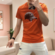 Giocp Hong Kong Trendy Brand Sommer Neuer mercerisierter Baumwollhut-Bügeln Diamant Kurzarm Internet Promi Persönlichkeit Trendy Slim Hälfte T-Shirt Männer Orange 733 Hut 3xl