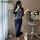
MAGIOPY international luxury high-end brand 2025 spring European goods temperament casual sports suit women's retro color combination fashionable top + blue short skirt M (101-110Jin [Jin equals 0.5 kg])