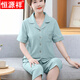 Hengyuanxiang mother cardigan pajamas for women in summer pure cotton short-sleeved cropped pants large-size thin style middle-aged and elderly mothers home clothing set 9898# 4XL [Suggested 180-200Jin [Jin equals 0.5 kg]]