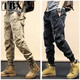 FHHUABD high-end functional work pants for men's spring and autumn 2024 new men's pants tied feet casual long pants for men's winter plus velvet 679 khaki spring and autumn 28 95-110Jin[Jin equals 0.5 kg]