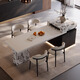 KSALOY Italian minimalist island dining table all-in-one home retractable slate small apartment restaurant high-end dining chair center guide table retractable island socket light strip + induction cooker 2.35m -2.7m slate island dining table