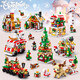 Shantoulin Village Kleine Getreide Weihnachtsbaum Bausteine Versammlung Spielzeug Kinder Puzzle Junge und Mädchen Weihnachtsmann Geburtstagsgeschenk Schneemann-757 Blocks