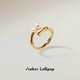 Amber Lollipop Pearl Ring Women's Bamboo Light Luxury Niche Open Index Finger Ring Anniversary Birthday Gift for Girlfriend and Wife