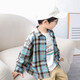 Duojia Boys' Plaid Long-Sleeved Shirt 2025 Spring and Autumn Model Korean Style Fashionable Children's Soft Waxy Top for Medium and Large Children