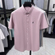 
Vintage car long velvet cotton pure cotton summer new loose plaid short-sleeved shirt men's anti-wrinkle shirt trendy casual shirt thin AN15263 red M