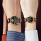 Le couple certifié OLEVS Swiss regarde une paire de montres mécaniques entièrement automatiques Hollow Veol Veil lumineux imperméables hommes et femmes Regardez la version améliorée améliorée 3601 + 6629 en cuir marron noir