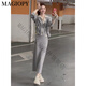 Magiopy International Luxury High-End Brand Corea Fashionable Casual Spray for Women Spring High Gray Fait Fake Cardigan Cardigan Grey Set de dos piezas (100 Jin [Jin es igual a 0.5 kg])