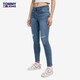 TOMMY JEANS女装时尚破洞旗标绣片紧身显瘦弹力水洗牛仔裤DW0DW13784