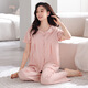 Levier pajamas with chest pad for women for summer cotton short sleeves 2025 new women's summer thin princess style sweet home clothes 695 tender green (with chest pad/cropped pants) M [Suggested 80-100Jin [Jin equals 0.5 kg]]