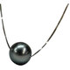 DL 1998 Fat Donglai quality black pearl pendant 925 silver necklace for mother, black 9-10mm, black with a little green, 45cm