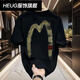 HEUG枫善服饰新款美式复古创意印花宽松男女圆领重磅f短袖休闲上 白色AB1699前后-M网点 ##&_ M 建议110130##*