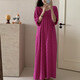 Gtyuwvg Long Cotton Silk Nightgown New Summer Style Style Lazy Fashionable Polka Dragon Dragon Fruit Couleur de poche Robe de ceinture 8805-BAICO TEA
