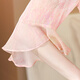 OLJ High-End-Marke Kleid für Frauen 2025 Sommer Neues Blumenchiffon High-End-Temperament schlanker Pendlerrock Rosa 2xl 125-135jin [Jin gleich 0,5 kg]