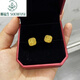 Shunfusheng SOENFUSE new sparkling sugar cube earrings gold brushed flower earrings 999 gold fashionable earrings for your girlfriend brushed small sugar cube earrings (large style)