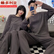 Victoria's style couple pajamas for spring and autumn new long-sleeved cotton men and women casual striped home clothes two-piece set #XF-15567 M women [75-100]Jin[Jin equals 0.5 kg]