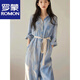 罗蒙（ROMON）简约通勤2025年夏季新款宽松显瘦撞色百搭系带卷边袖衬衫连体裤女 蓝色连体裤 S 80-95斤