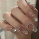 Internet celebrity wear nail wholesale medium-length love edge diamond nail art nail plate finished product removable nail patch fake nail BY1047# crystal purple butterfly phototherapy glue model