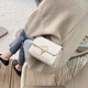 Enlike international luxury brand crossbody new genuine leather chain bag versatile and popular high-end fashion one-shoulder small square bag bag off-white [gift box]