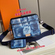 Neue Männer schwarze Samurai Drei-in-One-Tasche Mode Umhängetasche VERSATILE CROSSBODY-SABE Klassische Mode Crossbody-Tasche Herrenbag M14069 Sky Blue Dreier Set