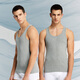Three-pack two-piece pure cotton vest for men, ribbed elastic, lightweight, breathable, slim-fitting sports inner sleeveless vest, light hemp gray + light hemp gray XL