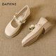 Daphne French Mary Jane Women's Shoes 2025 New Summer Light Mouth Single Smase Wind Wind Wind Slow Sole Tacones Tacones altos zapatos de cuero Color de albarico