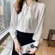 Bo Naling shirt white long sleeve chiffon bow women's professional wear formal white inner top interview suit shirt white bow shirt long sleeve M size