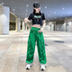 Buch- und Tee Amerikanische Schnellrockshose für Frauen im Sommer Dünne Square Dance Sportshosen 2025 Neue Treten-Tanz-Jazz-Tanzhose Schwarze Farbblocking Top 8828+Rose Red Hosen 6628 XL