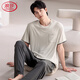 Langsha Modal Pajamas Men's Ice Silk Silk Coucque à manches courtes Casual Plus Taille Summer Home Vêtements AL-9922 L
